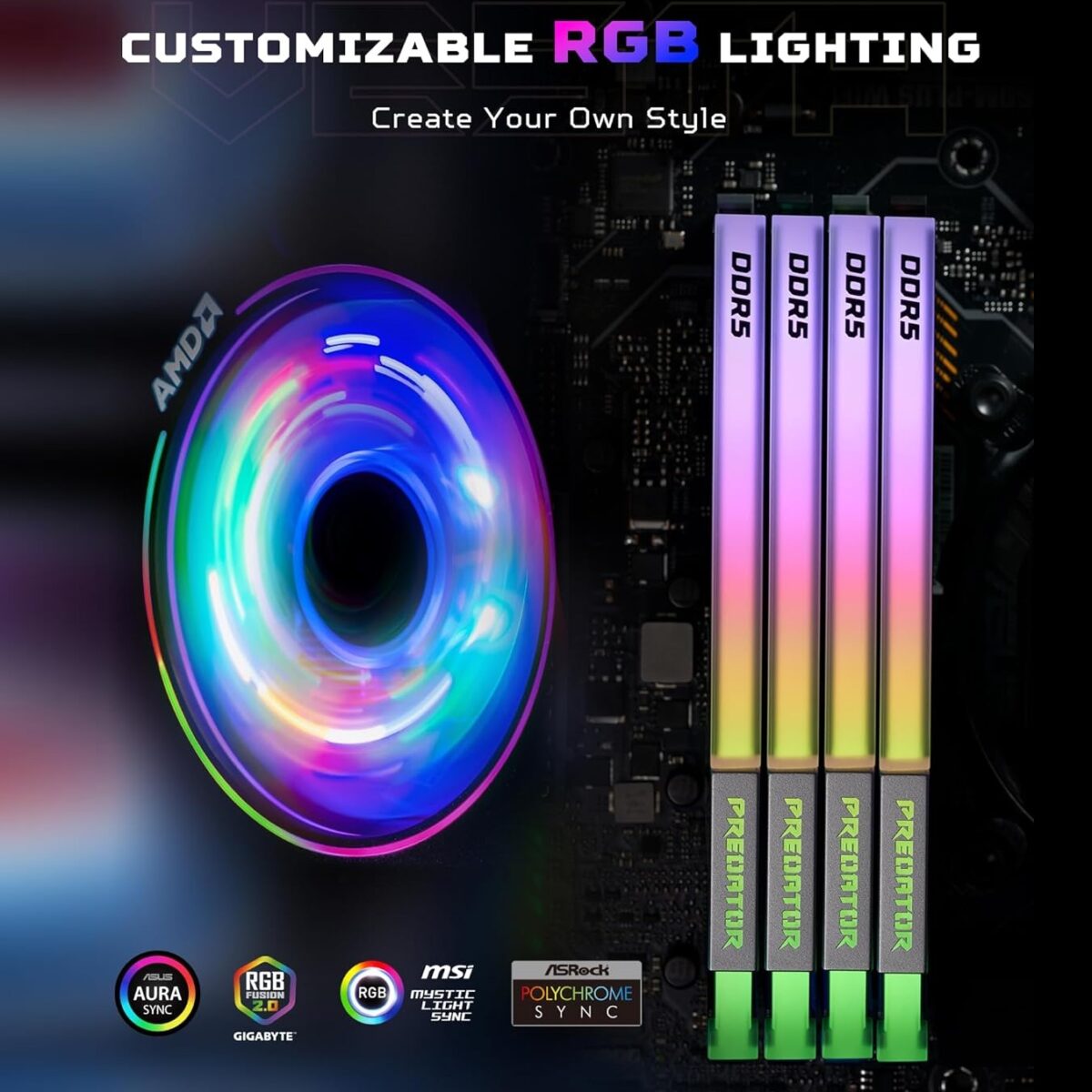 BL.9BWWR.378 RAM ACER PREDATOR VESTA II RGB 32GB (16X2) 6000MHZ BLACK ACER Predator Vesta II RGB DDR5 32GB RAM Kit (2x16GB) 6000MHz CL32 1.35V PC5-48000 Gaming Memory ,  Intel XMP 3.0 & AMD EXPO , On-Die ECC , Aluminum Alloy Heat Sink | BLACK ~ BL.9BWWR.378