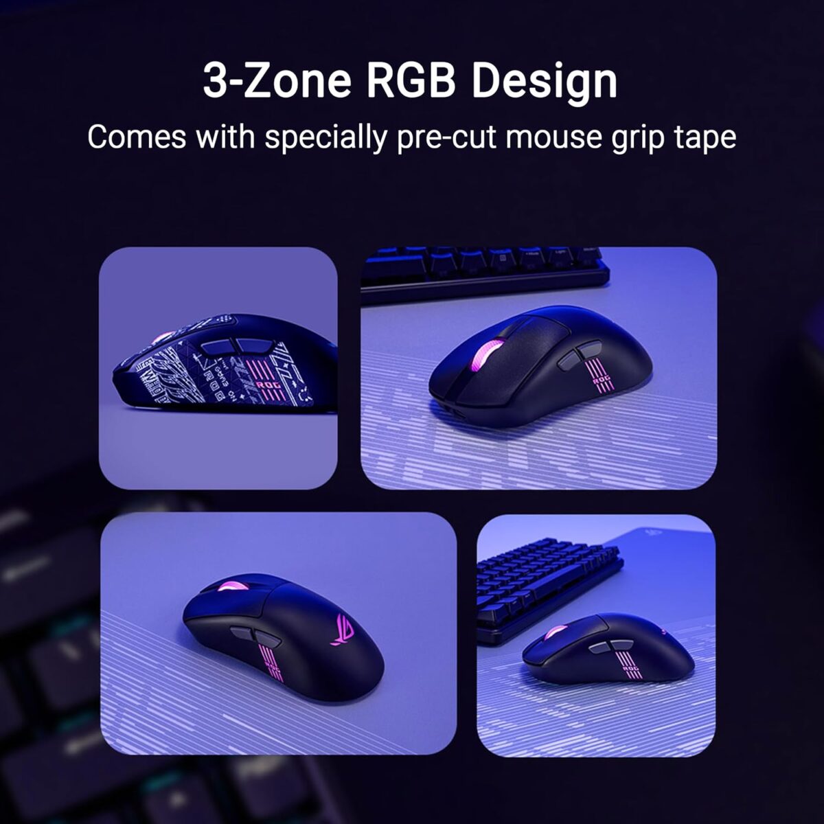 90MP04A0-BMAA00 ASUS ROG KERIS II ORIGIN P722 RGB MOUSE ASUS ROG Keris II Origin Wireless Gaming Mouse – Right-Handed Ergonomic, 65g, Tri-Mode Connectivity, 42K DPI, up to 127Hr Battery, ROG AimPoint Pro Sensor RGB 3-Zone Lighting 8000Hz Polling Rate Paracord PTFE Feet, Web-Based Configuration, PC/Mac Support | BLACK ~ 90MP04A0-BMAA00