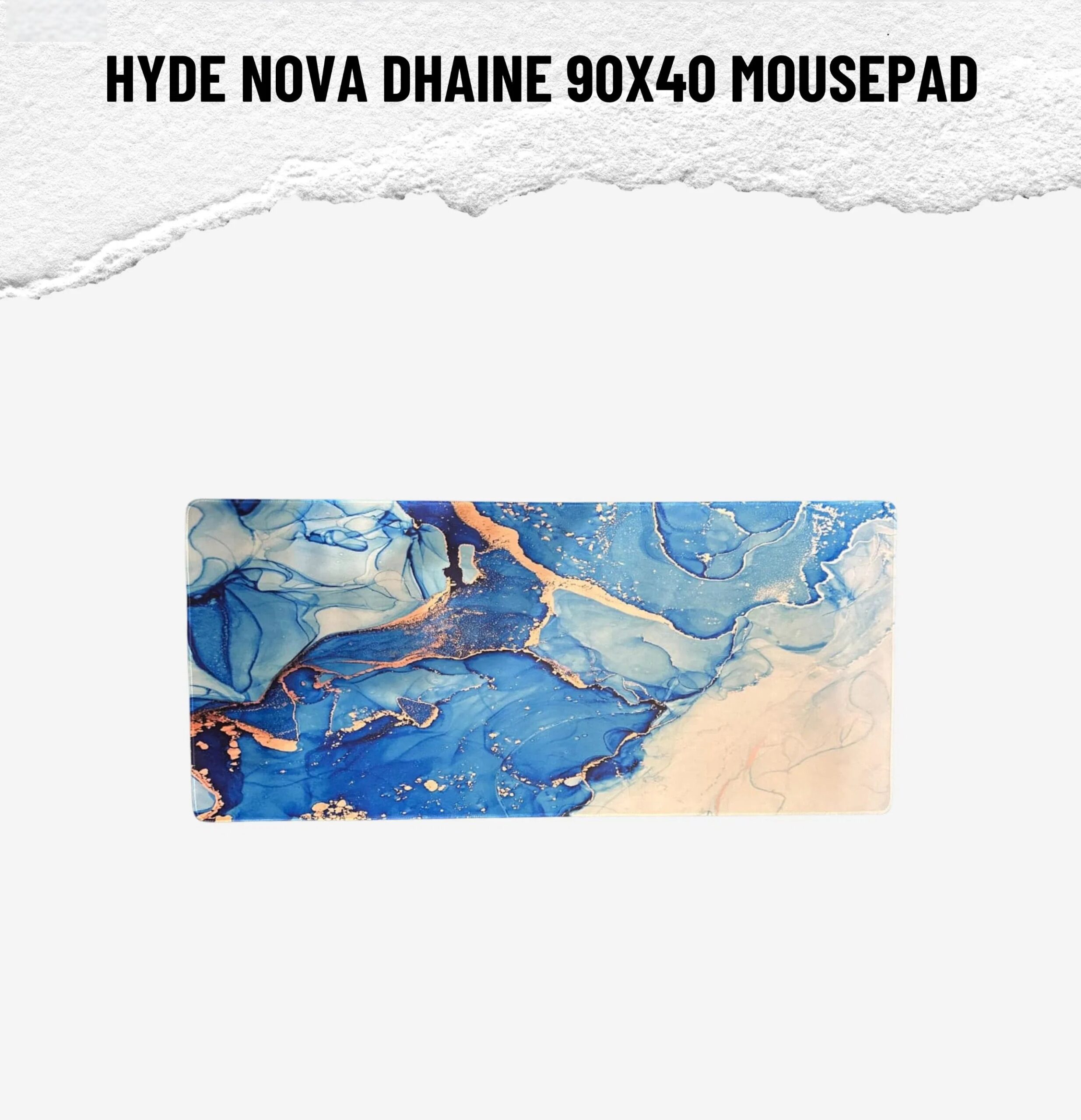 Hyde Nova Dhaine 90x40 Blue Marble Extended Gaming Mousepad With Anti-Slip Base, Smooth Precision Surface, Stitched Edges, Water-Resistant Design For Desk Setup