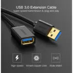 UGREEN 30126 USB 3.0 Extension Cable – 1.5m High-Speed Male to Female Cable, 5Gbps Data Transfer, Gold-Plated Connectors, Durable Flexible Build, Backward Compatible with USB 2.0/1.1
