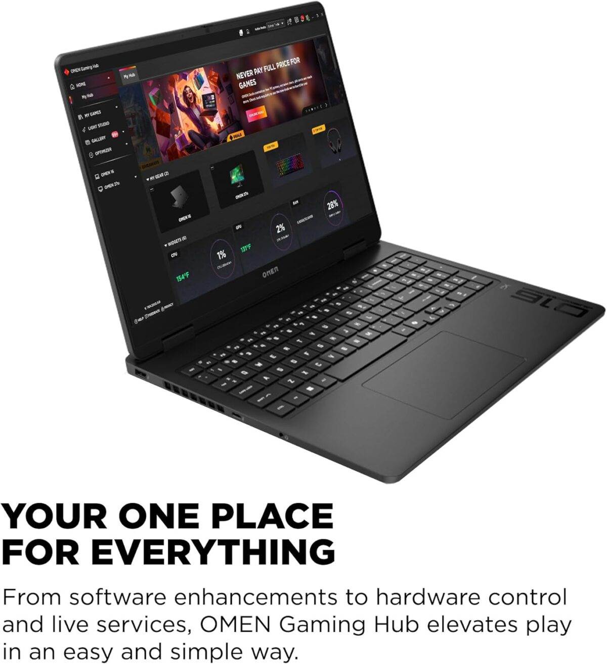 C0SX3UA#ABA HP OMEN 16-AN0027 SLIM CORE ULTRA 5 225H/16GB/1TB/5050 8GB/WIN 11/ hp OMEN 16 Slim Intel® Core™ Ultra 5 225H | 16GB DDR5 RAM , 1TB NVMe® SSD | RTX 5050 (8GB) | 16-inch IPS 165Hz Display | 4-zone RGB Backlit Keyboard | Windows 11 | SHADOW BLACK ~ 16-an0027wm