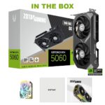 ZT-B50600H-10M ZOTAC RTX 5060 TWIN EDGE 8GB GDDR7 FIRE STORM ZOTAC GAMING GeForce RTX 5060 Twin Edge OC GPU With 8GB GDDR7, DLSS 4, 3840 CUDA Cores, 2527 MHz Engine Boost, PCIe 5.0, Twin 90mm Fans, Blackwell Architecture, Ray Tracing, Compact 2-Slot Design