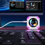 MIRABOX-DR21 2.1" LCD SECONDARY SCREEN MINI DISPLAY DR21 Mini Screen 2.1-Inch Type-C LCD Water-Cooling Auxiliary Display With 480×480 Resolution, USB One-Wire Link, IPS Metal Build, 1000+ Themes, Dynamic Video, DIY Carousel & Win7+ Support | BLACK ~ MIRABOX-DR21 