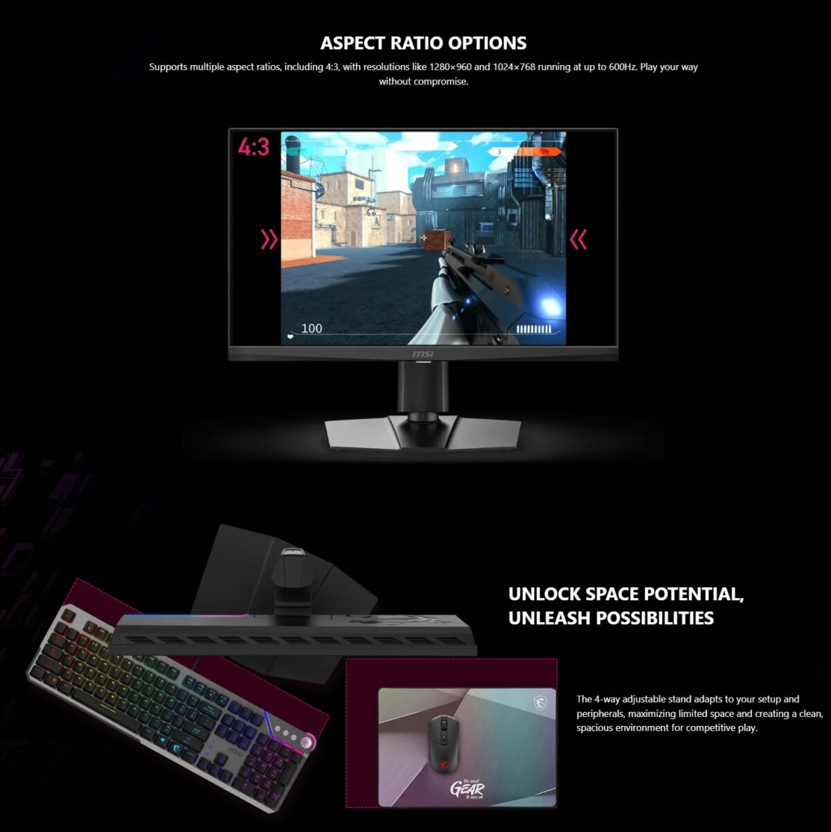 MPG 242R X60N MSI MPG 242R X60N 24-inch FHD Rapid TN Gaming Monitor , 600Hz Refresh, 0.1ms GtG, AMD FreeSync Premium, VESA DisplayHDR 400, USB Hub, HDMI 2.1, DP 1.4, Type-C 98W PD