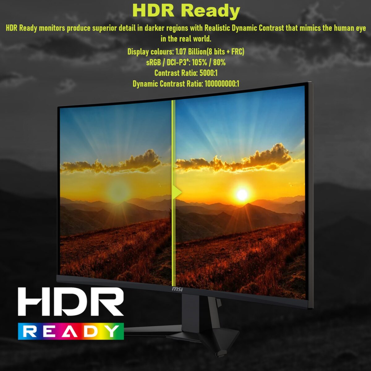 9S6-3CD91M-002 MSI MAG 27CQ6F 27" VA CURVED WQHD 180HZ 1MS-BLACK MSI MAG 27CQ6F 27" WQHD 180Hz 0.5ms Curved Gaming Monitor With Rapid VA Panel, Adaptive-Sync, HDR Ready, AI Vision, HDMI CEC & Tilt Adjustable Stand 