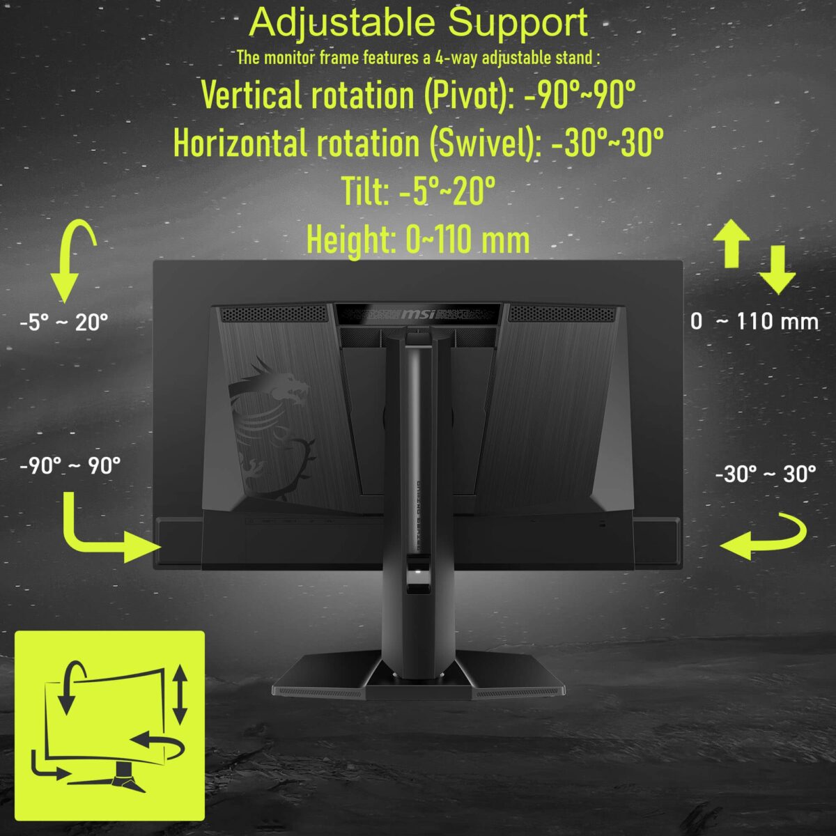 MAG 272UP QD-OLED X24 MSI MAG 272UP QD-OLED X24 MSI MAG 272UP QD-OLED X24 26.5-inch 4K UHD Gaming Monitor – 240Hz, 0.03ms GtG, 4th-Gen QD-OLED Panel, AMD Adaptive-Sync, HDR True Black 400, ClearMR 13000, OLED Care 2.0, HDMI 2.1 , 4-Way Adjustable Stand