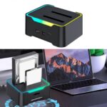 Dual Slot SATA USB-C Docking Station – 40TB Capacity with RGB Lighting, Offline Cloning, Universal Compatibility for 2.5"/3.5" HDD/SSD, Tool-Free Plug & Play, Black - Image 5
