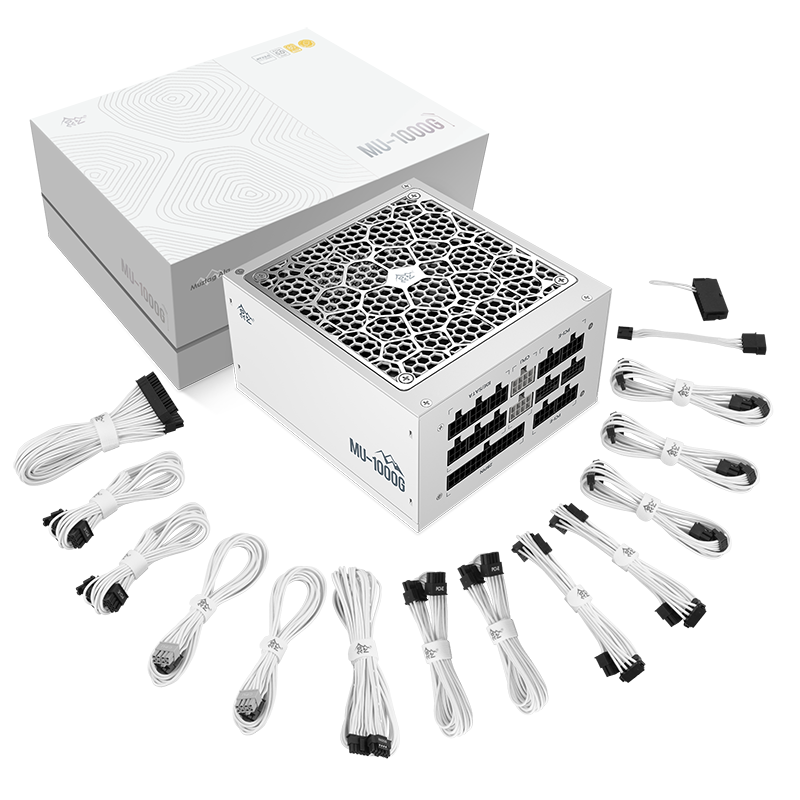 MU-1000W-ATX-3.0-WH SEGOTEP MU-1000G 1000W ATX 3.0 WHITE GOLD 80PLUS FULLY MODULAR PSU Segotep MU-1000G 1000W PSU Kunlun 80 Plus Gold Certification ATX 3.0 & PCIe 5.0 Full Modular Power Supply Active PFC FDB Fan LLC Pro + DC-DC Framework – WHITE