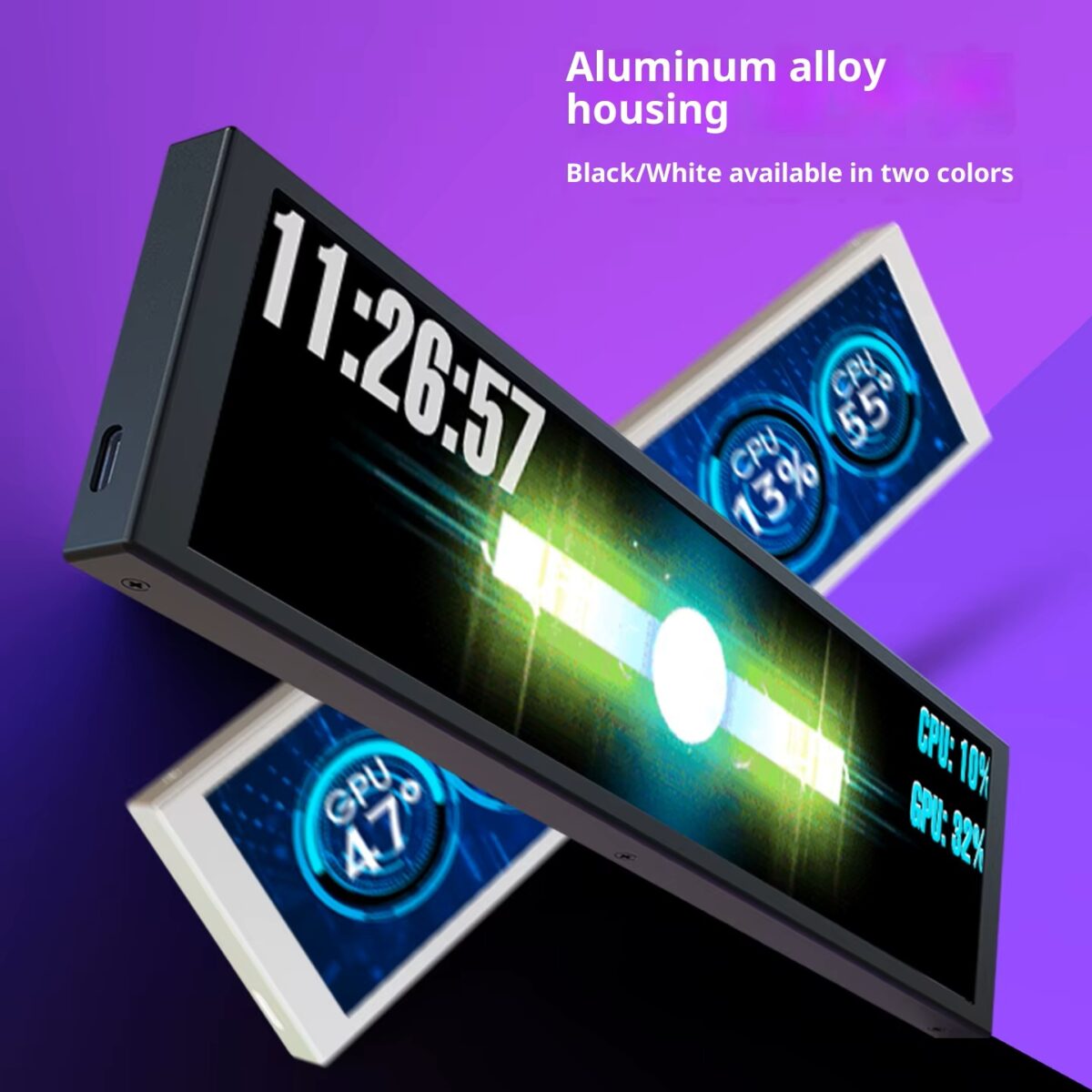 MIRABOX-D92 9.2" LCD SECONDARY SCREEN MINI DISPLAY ON PC CHASSIS Stretched Bar LCD 9.2-Inch Secondary Display for Gaming PC Case With 1920×462 Resolution, Aluminum Alloy Housing, USB Direct Connection, Theme Customization, Screen Rotation, Video Playback Support | BLACK ~ MIRABOX-D92