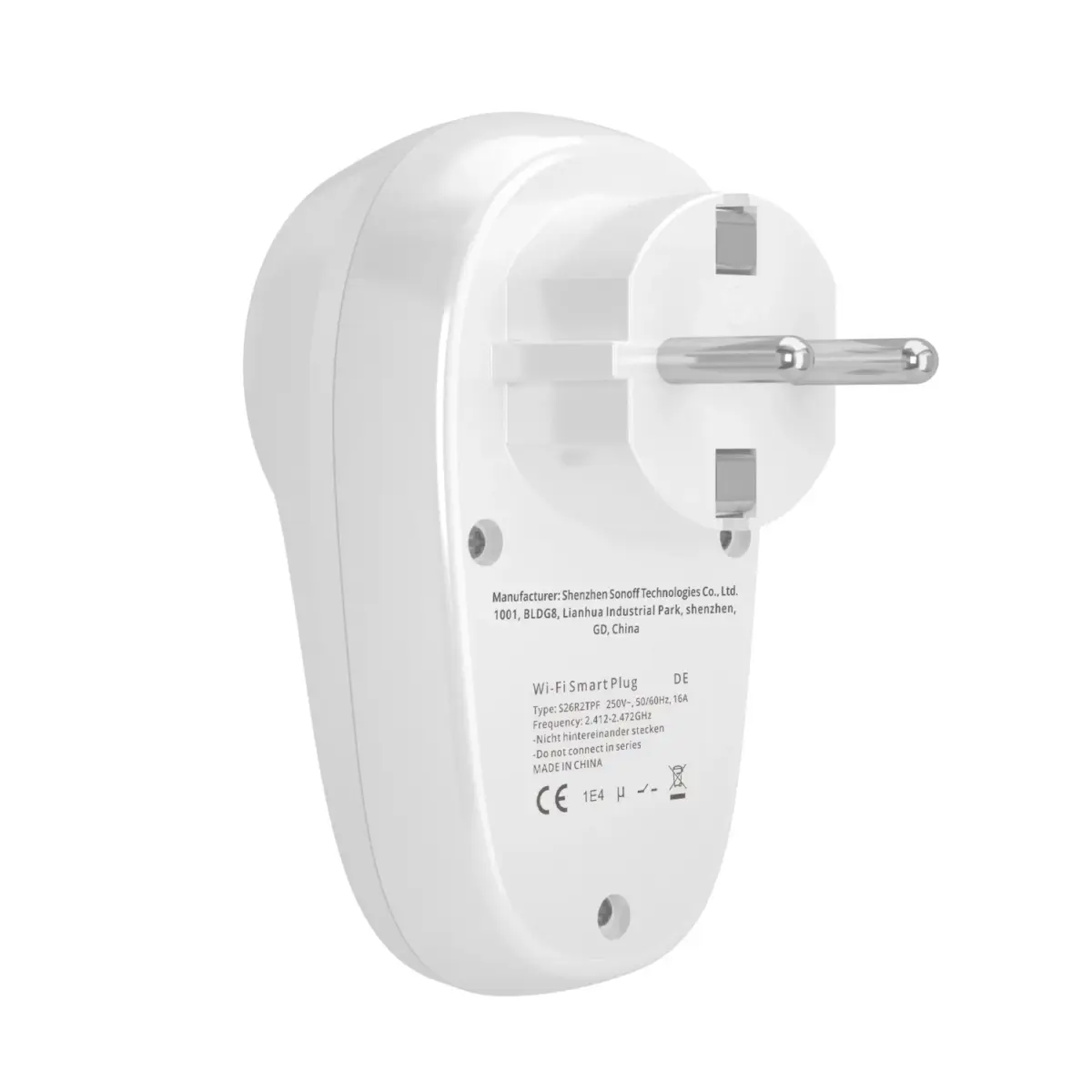 SONOFF-S26R2-TPF SONOFF S26R2 TPF WIFI SMART PLUG Sonoff S26R2 WiFi Smart Socket EU Standard — Automate Devices Instantly, Remote App Control, 16A Heavy-Duty Load, Timers, Smart Scenes, Group Control, Voice Assistant Compatibility | S26R2TPF-DE