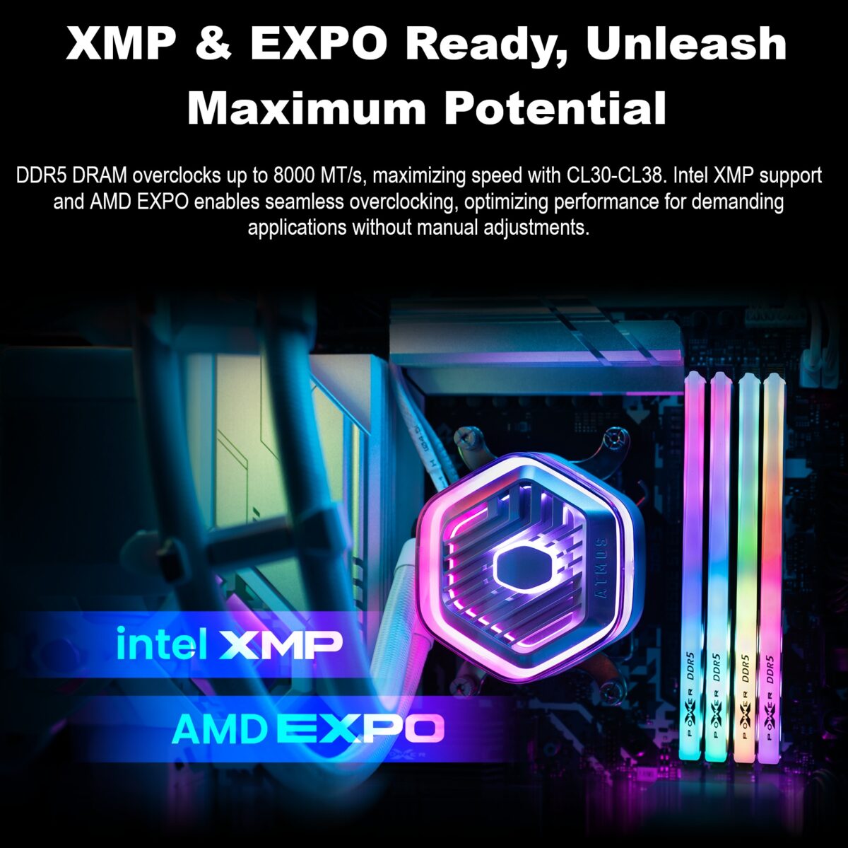 SP064GXLWU60EFDK RAM SILICON POWER 64GB (32X2) 6000MHZ RGB Silicon Power XPOWER Storm DDR5 64GB RAM Kit (2×32GB) 6000MT/s PC5-48000 CL38 1.35V RGB 288-pin UDIMM With PMIC, On-Die ECC, Shark-Fin Aluminum Heat Spreader & XMP/EXPO Support | Gray ~ SP064GXLWU60EFDK