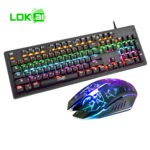 G100-MECHANICAL-SET SET G100 MECHANICAL LUMINOUS MOUSE AND KEYBOARD RGB LDK.ai G100 Wired Gaming Keyboard & Mouse Set — 104-Key Blue Switch Mechanical Keyboard With 6-Color Breathing Backlight, USB Interface, 3-Key Gaming Mouse | BLACK