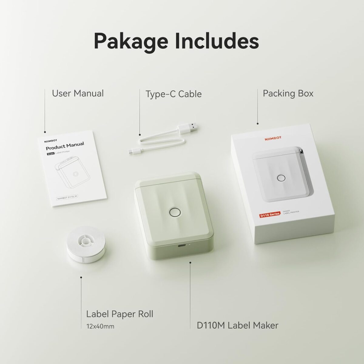 NIIMBOT D110 PORTABLE THERMAL LABEL PRINTER  WITH TAPE - Green - Image 8