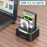 Dual Slot SATA USB-C Docking Station – 40TB Capacity with RGB Lighting, Offline Cloning, Universal Compatibility for 2.5"/3.5" HDD/SSD, Tool-Free Plug & Play, Black