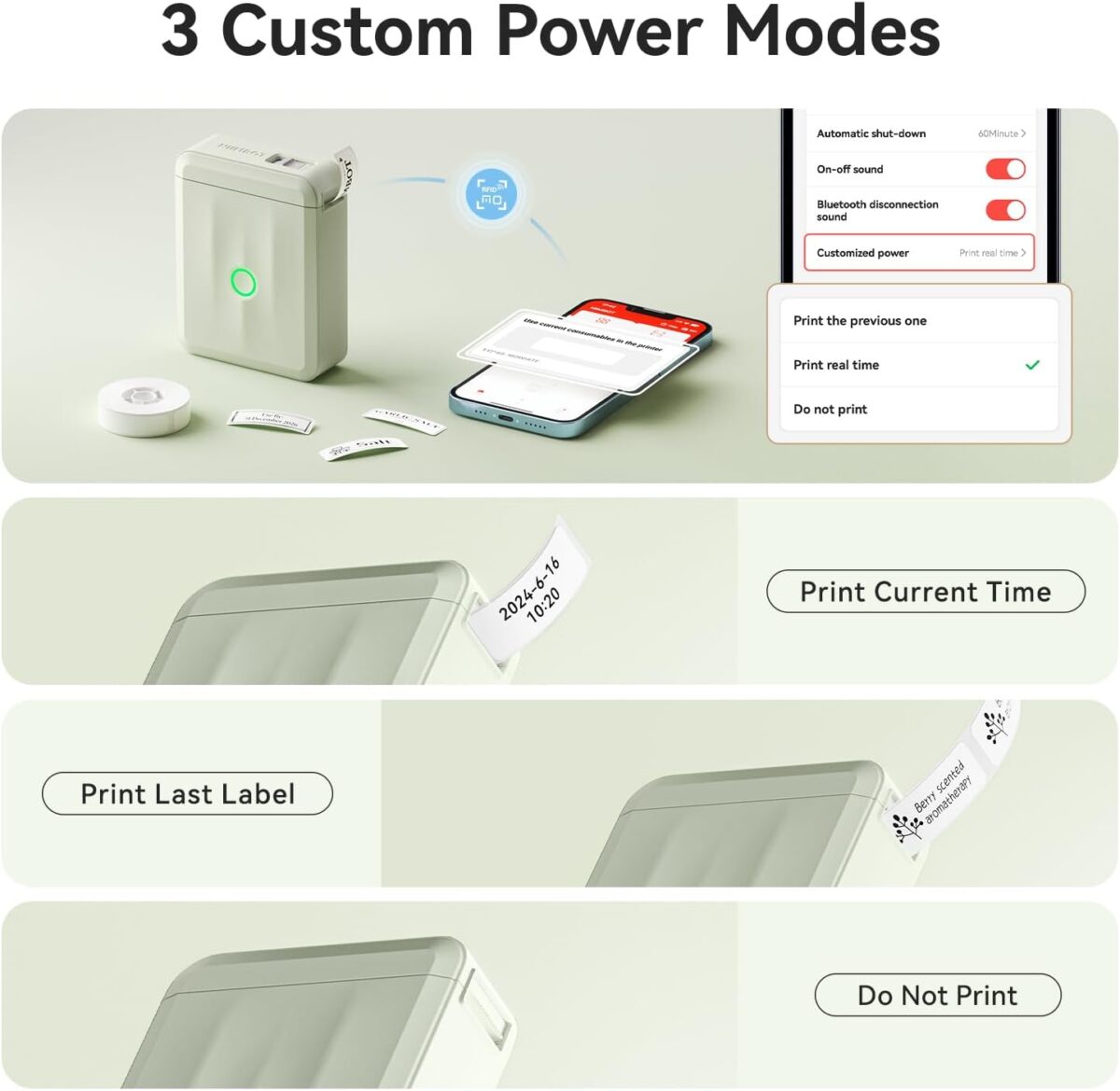 NIIMBOT D110 PORTABLE THERMAL LABEL PRINTER  WITH TAPE - Green - Image 4