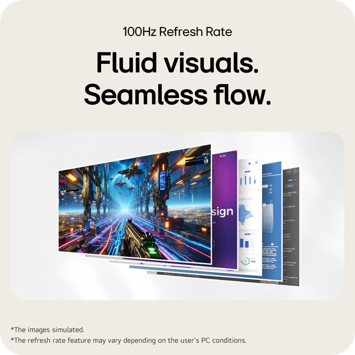 LG 21.5" Full HD VA Monitor | 100Hz Refresh Rate, 1ms MBR, sRGB 99%, HDR10 | Tilt Adjustable, Flicker Safe, Reader Mode | Smooth Gaming & Clear Visuals for Work and Play - Image 3