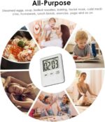 AURIOL Basic Digital Stop Watch Kitchen Timer with Large LCD Display, Portable Plastic Design, Interval Timing Function, Includes Battery – White - Image 4