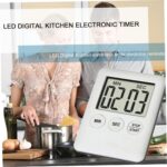 AURIOL Basic Digital Stop Watch Kitchen Timer with Large LCD Display, Portable Plastic Design, Interval Timing Function, Includes Battery – White