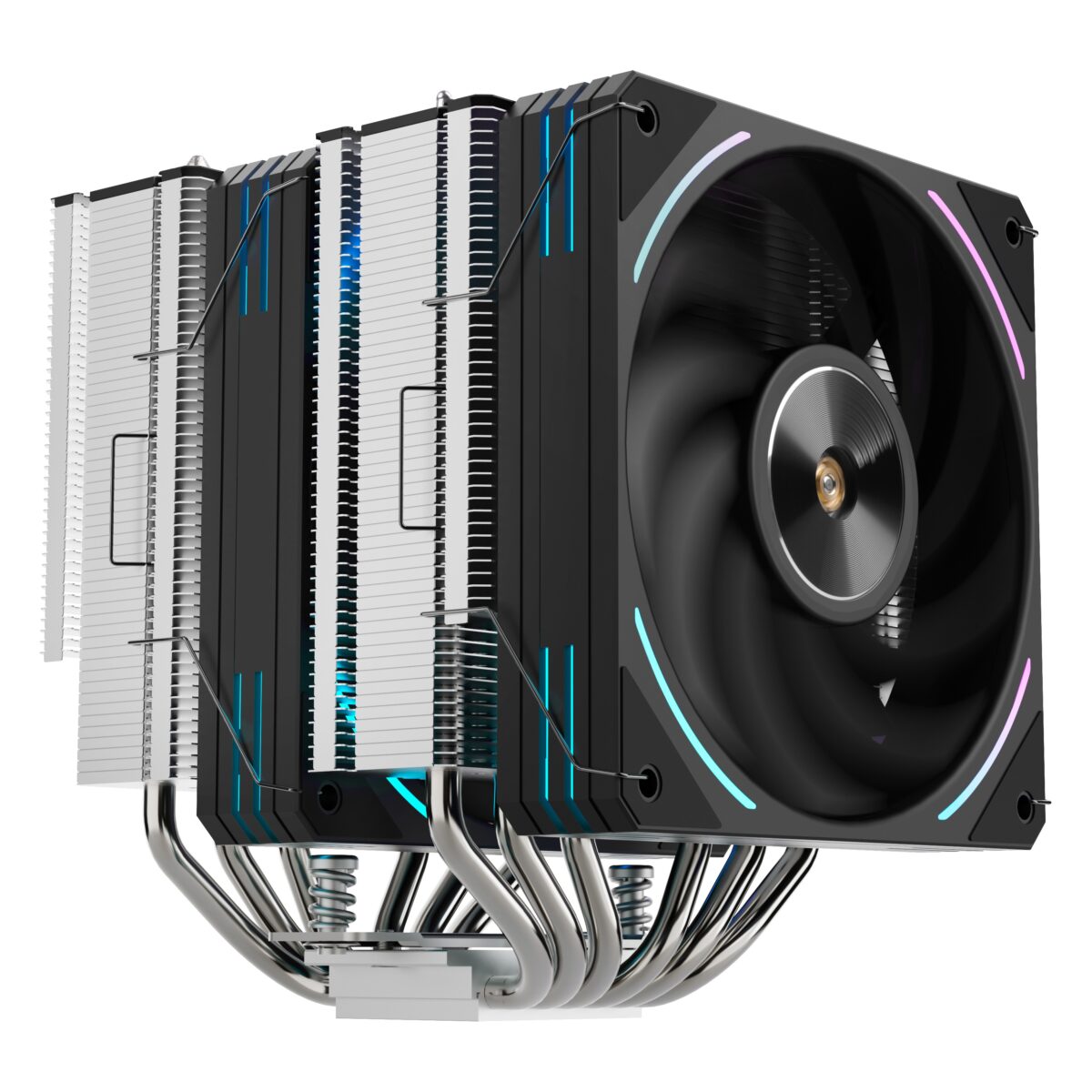 Segotep MU-HT6 Double-Tower CPU Air Cooler with Dual 120mm 5V ARGB Fans, 6x6mm Nickel-Plated Copper Heat Pipes, 270W TDP, CNC Copper Base, PWM Control and Wide Intel AMD Compatibility - Image 3