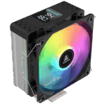 Segotep FI4 Digital Black Air Cooler with 4 Copper Heat Pipes, 120mm PWM ARGB Fan, Detachable Real-Time CPU Status Display, 180W TDP Cooling for Intel LGA1700 & AMD AM5 Systems - Image 2