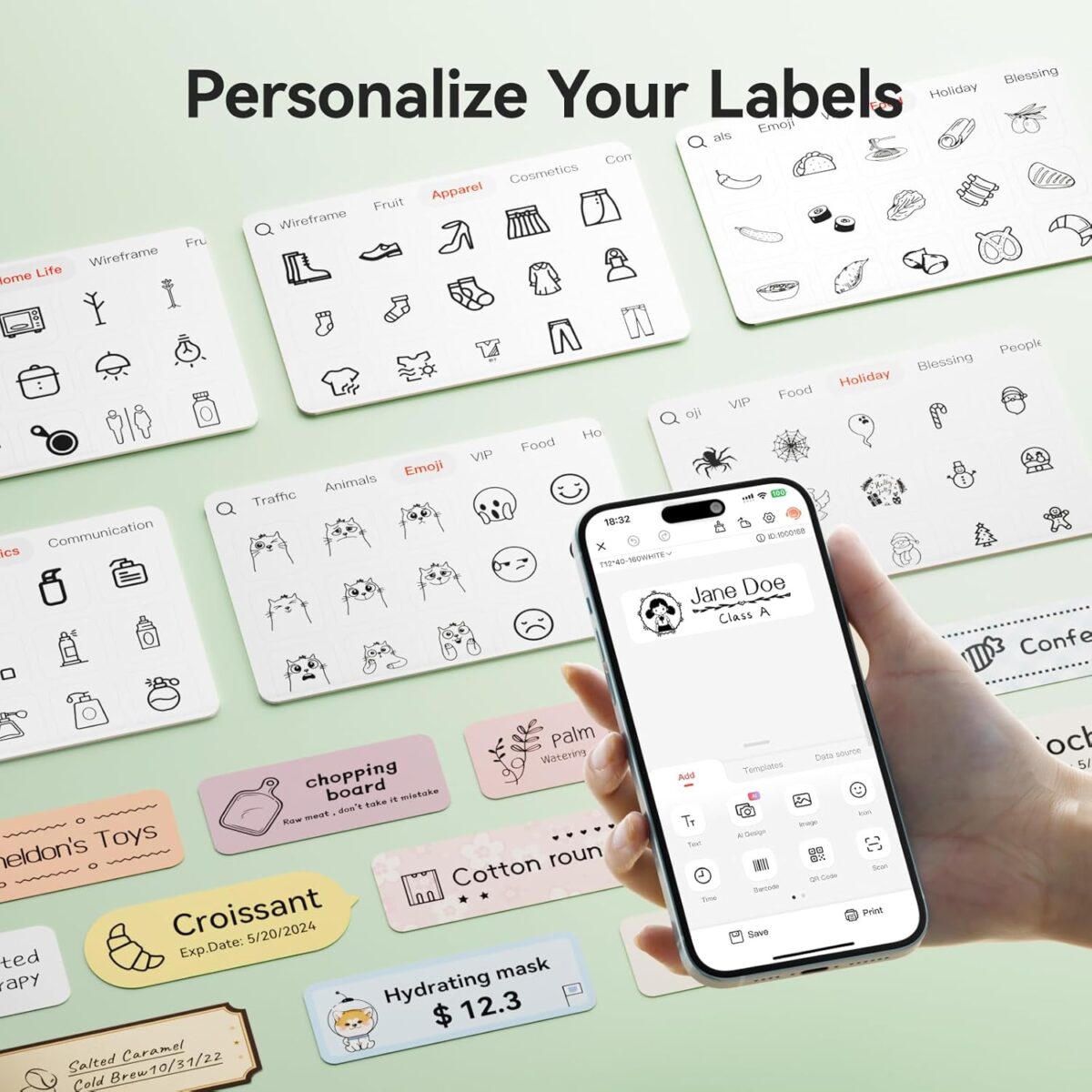 NIIMBOT D110 PORTABLE THERMAL LABEL PRINTER  WITH TAPE - Green - Image 6