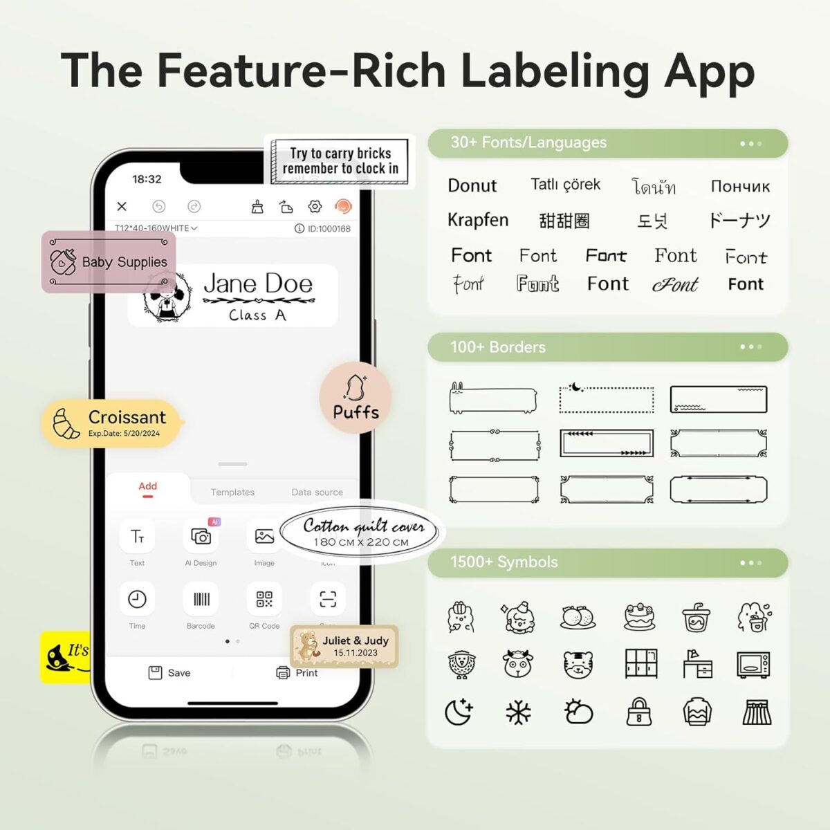 NIIMBOT D110 PORTABLE THERMAL LABEL PRINTER  WITH TAPE - Green - Image 5