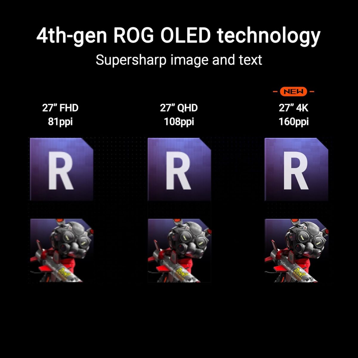 PG27UCDM ASUS ROG Swift OLED PG27UCDM 27-inch Gaming Monitor ―  4K QD-OLED Panel, 240Hz, 0.03ms , Heatsink, Neo Proximity Sensor, G-SYNC® c, VESA DisplayHDR 400 True Black,  99% DCI-P3, DisplayWidget, DisplayPort™ 2.1a UHBR20 , Fully Adjustable Stand 