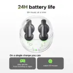 UGREEN HiTune S5 Black Open Ear Clip Wireless Earbuds with Bluetooth 5.4, 30-Hour Playback, 12mm Dynamic Drivers, AI ENC Calls, 80ms Low Latency, IPX5 Rating, USB-C Fast Charging - Image 5