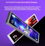 MIRABOX-D92 9.2" LCD SECONDARY SCREEN MINI DISPLAY ON PC CHASSIS Stretched Bar LCD 9.2-Inch Secondary Display for Gaming PC Case With 1920×462 Resolution, Aluminum Alloy Housing, USB Direct Connection, Theme Customization, Screen Rotation, Video Playback Support | BLACK ~ MIRABOX-D92
