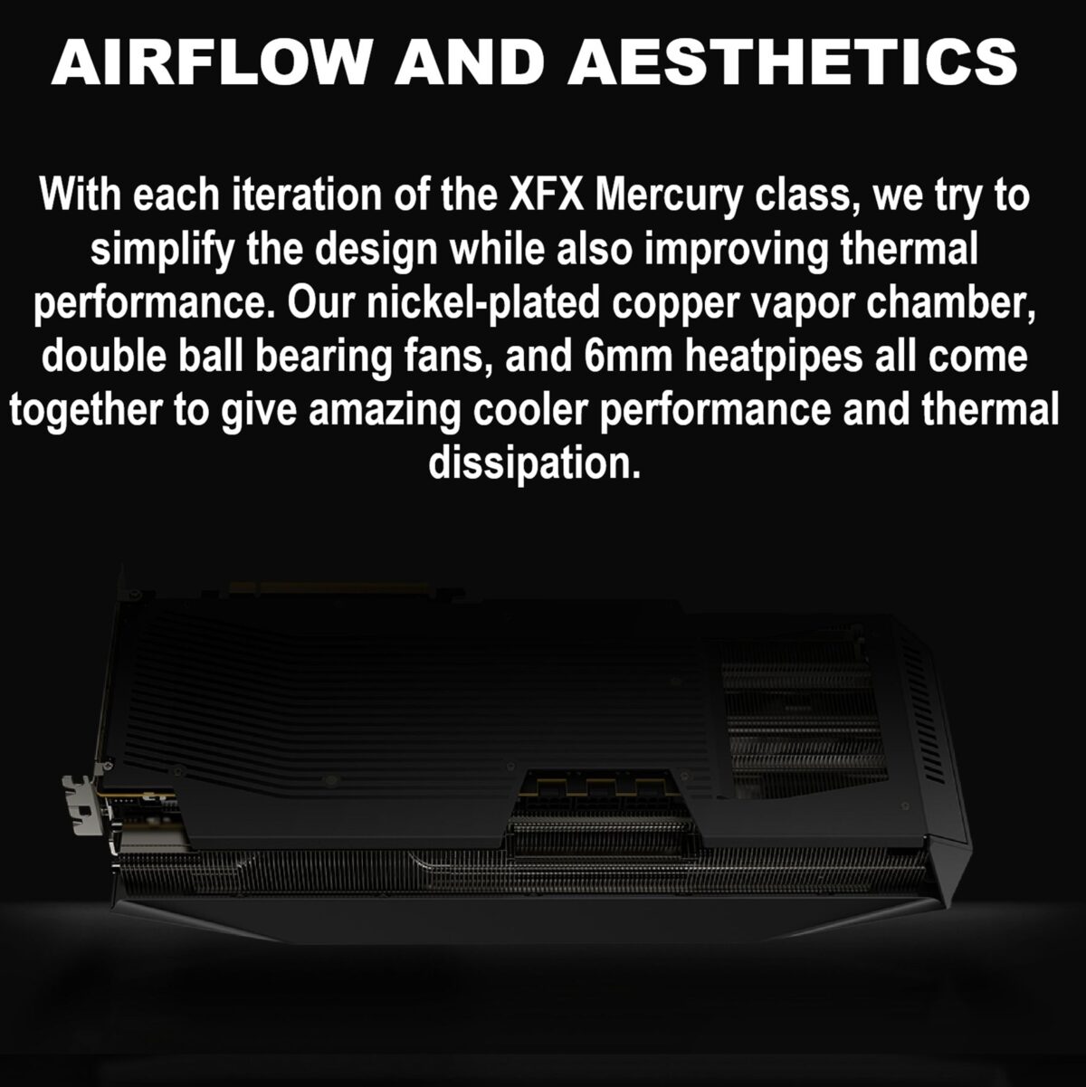 RX-97TRGBBB9 XFX MERCURY AMD RADEON RX 9070XT OC 16GB G6 3xDP XFX Mercury AMD Radeon RX 9070XT OC Gaming Edition 16GB GDDR6 with ARGB, Apparatus Accelerating Advanced AAA Action, Augmented AI-Upscaled AMD Architecture, Airflow-Amped Vapor-Chamber Arsenal | BLACK  ~ RX-97TRGBBB9