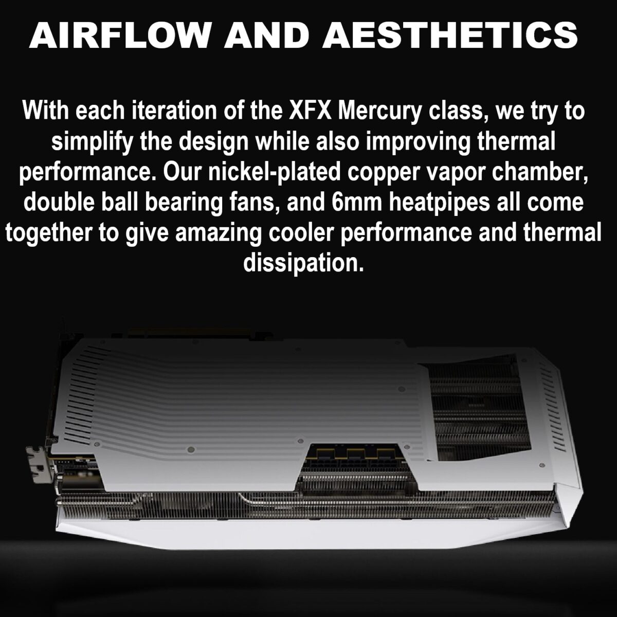 RX-97TMARGW9 XFX MERCURY AMD RADEON RX 9070XT OC WHITE MAGNETIC AIR EDITION WITH RGB XFX Mercury AMD Radeon RX 9070XT OC White Magnetic Air Edition 16GB GDDR6 GPU With Vapor Chamber, Magnetic Air Fans, ARGB Strip, 3100MHz Boost, PCIe 5.0, RDNA 4 Architecture |  WHITE ~ RX-97TMARGW9