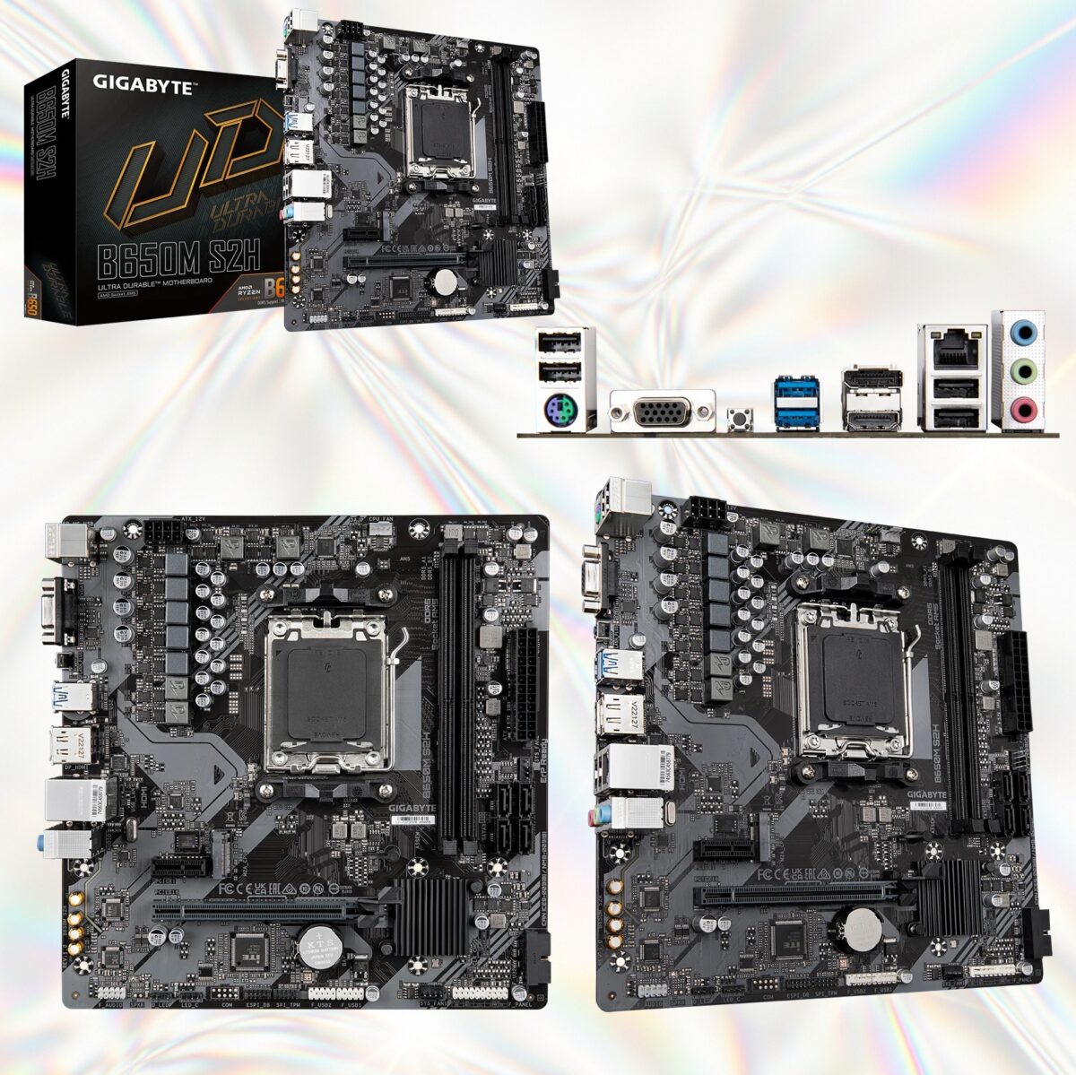 GIG-B650M-S2H GIGABYTE B650M S2H (rev. 1.2) AM5 MOTHERBOARD GIGABYTE B650M S2H (Rev. 1.2) AMD AM5 Micro-ATX Motherboard With DDR5 7200MHz OC Support, PCIe 4.0 x16, NVMe M.2, GbE LAN, Q-Flash Plus & Smart Fan 6 Cooling