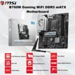MSI B760M-GAMING-WIFI-D5 MSI B760M GAMING WIFI  MSI B760M Gaming WiFi DDR5 mATX Motherboard - LGA1700 For Intel 14th/13th/12th Gen - Wi-Fi 6E -2.5G LAN - PCIe 4.0 - Dual Channel DDR5 8000MHz OC - M.2 Shield Frozr -- Steel Armor - ALC897 Audio