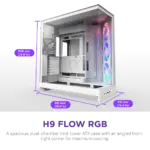 NZXT H9 Flow RGB (2025) Large Dual-Chamber Mid-Tower Computer Case/Gaming Cabinet - White | Support E-ATX, Micro-ATX, Mini-ITX | Included 4 Fans - CM-H92FW-R1