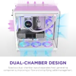 NZXT H9 Flow RGB (2025) Large Dual-Chamber Mid-Tower Computer Case/Gaming Cabinet - White | Support E-ATX, Micro-ATX, Mini-ITX | Included 4 Fans - CM-H92FW-R1
