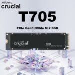 CT4000T705SSD3 CRUCIAL T705 GEN5 M.2 NVME 4TB 14100MB/S Crucial T705 4TB PCIe Gen5 NVMe M.2 2280 SSD – 14,100MB/s Read, 12,600MB/s Write, 232-Layer NAND, DirectStorage Boost, AI-Ready Gen5 Storage for Intel 13/14th Gen & AMD Ryzen 7000 + | CT4000T705SSD3