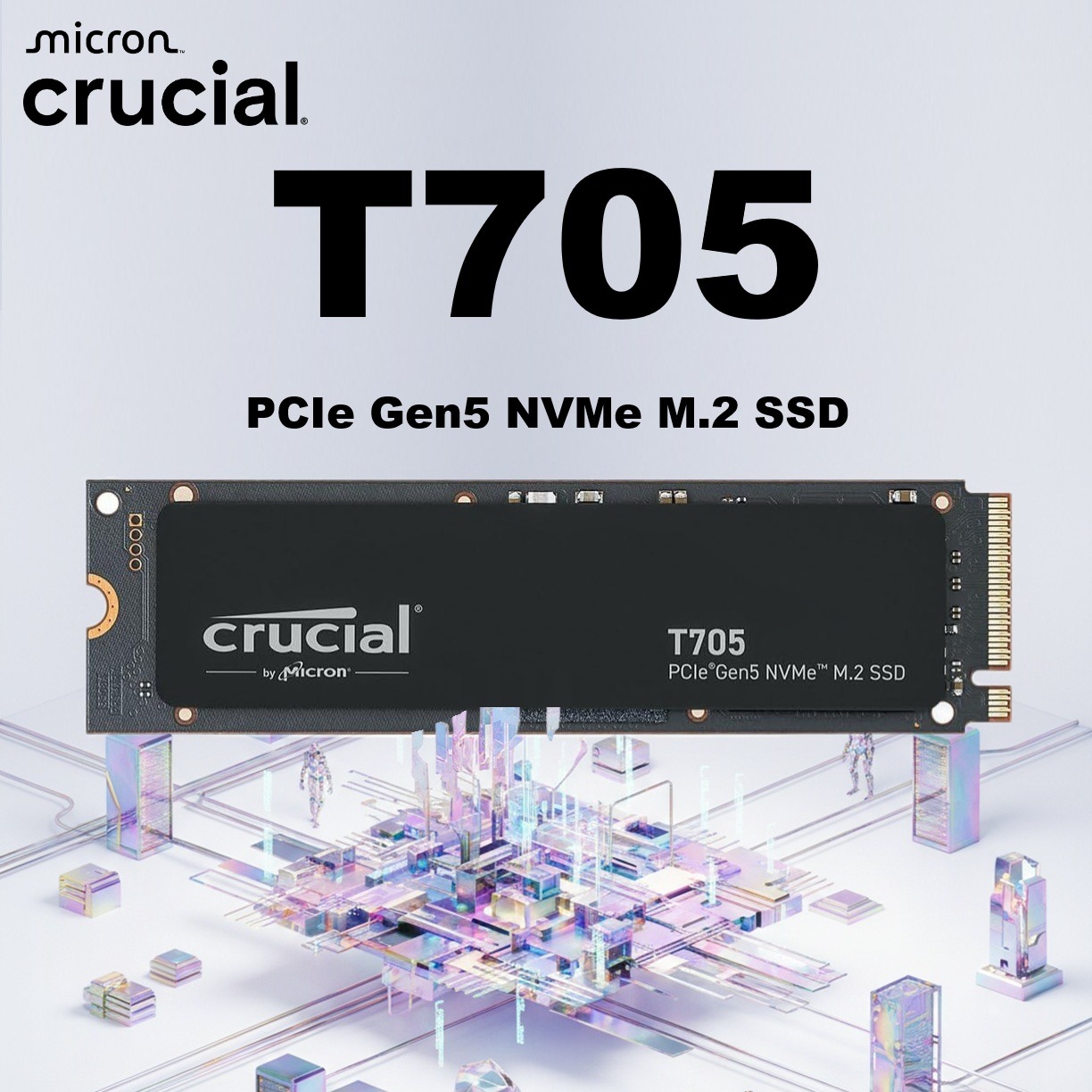 CT4000T705SSD3 CRUCIAL T705 GEN5 M.2 NVME 4TB 14100MB/S Crucial T705 4TB PCIe Gen5 NVMe M.2 2280 SSD – 14,100MB/s Read, 12,600MB/s Write, 232-Layer NAND, DirectStorage Boost, AI-Ready Gen5 Storage for Intel 13/14th Gen & AMD Ryzen 7000 + | CT4000T705SSD3