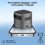 Promate CubeCast Ultra-Mini 1080P Wireless DLP Projector – Android 7.1, Touch Controls, Auto Keystone, Bluetooth 5.0, HDMI, Built-in Speaker, 3300mAh Battery, Tripod Included - Image 2