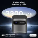 Promate CubeCast Ultra-Mini 1080P Wireless DLP Projector – Android 7.1, Touch Controls, Auto Keystone, Bluetooth 5.0, HDMI, Built-in Speaker, 3300mAh Battery, Tripod Included - Image 3