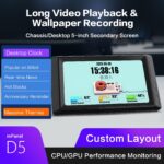 MIRABOX-D5 5" LCD SMART SCREEN MINI DISPLAY Mini 5-inch LCD Secondary Smart Display Real-time System Monitor for Gaming PCs and Set-ups , USB-C Interface , Real-Time News, YouTube Sync, Music Rhythm, 1000+ Themes, Smart Reminders, E-Album, And Multi-Screen Linkage | BLACK ~ MIRABOX-D5 