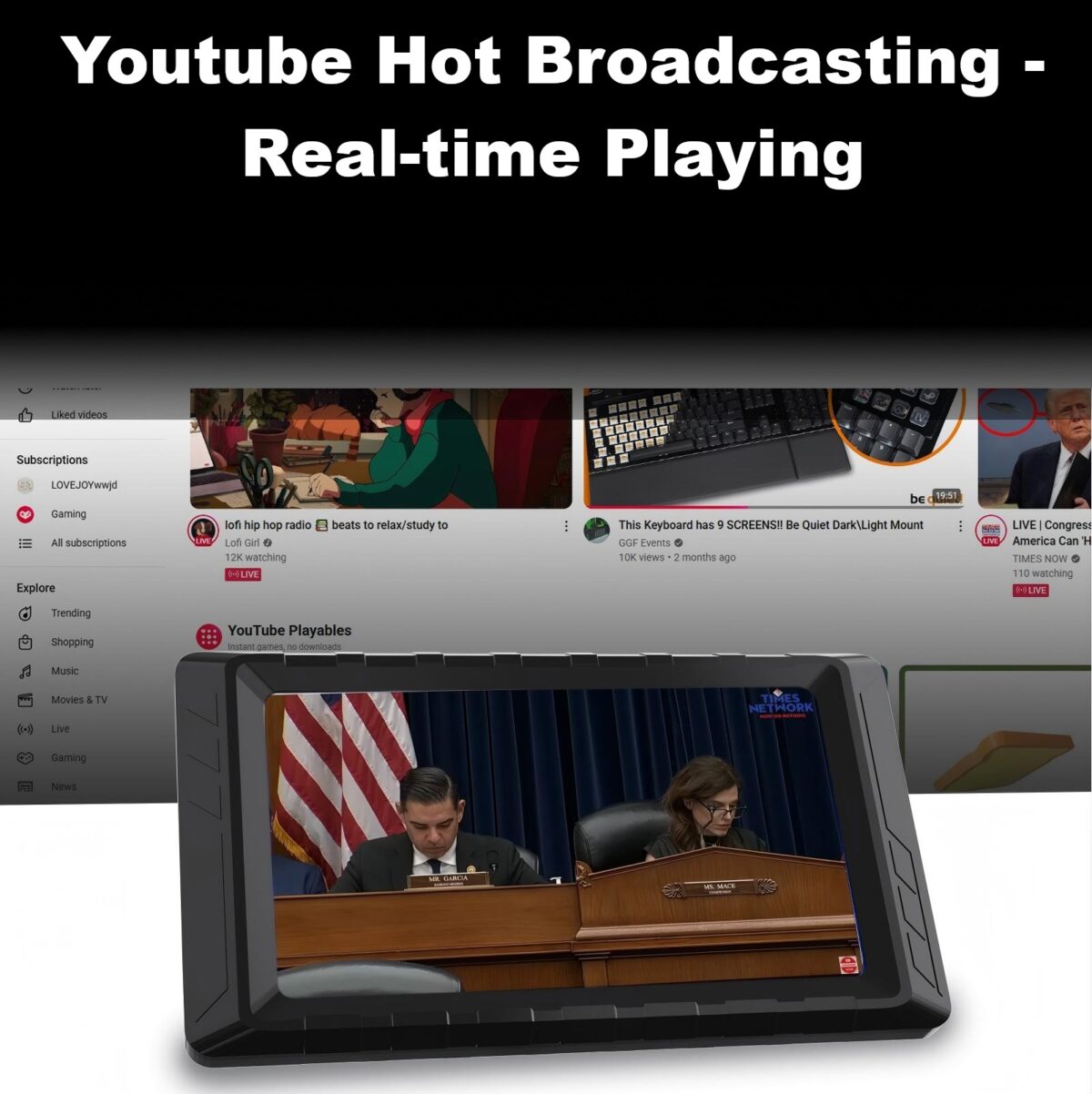 MIRABOX-D5 5" LCD SMART SCREEN MINI DISPLAY Mini 5-inch LCD Secondary Smart Display Real-time System Monitor for Gaming PCs and Set-ups , USB-C Interface , Real-Time News, YouTube Sync, Music Rhythm, 1000+ Themes, Smart Reminders, E-Album, And Multi-Screen Linkage | BLACK ~ MIRABOX-D5 