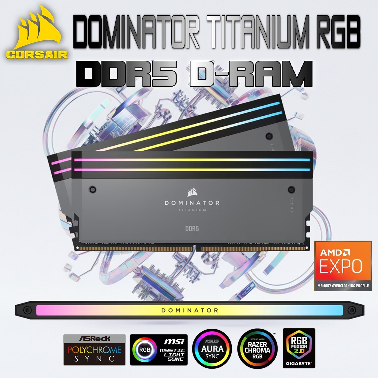 CMP64GX5M2B6000Z30 RAM CORSAIR DOMINATOR TITANIUM 64GB (32X2) CL30 AMD Corsair Dominator Titanium 64GB RAM Kit (2x32GB) ARGB DDR5-6000 CL30 1.40 V With 11-LED RGB, DHX Aluminum Cooling, Hand-Sorted ICs, Custom PCB , AMD EXPO Ready , Intel XMP Compatible | BLACK CMP64GX5M2B6000Z30