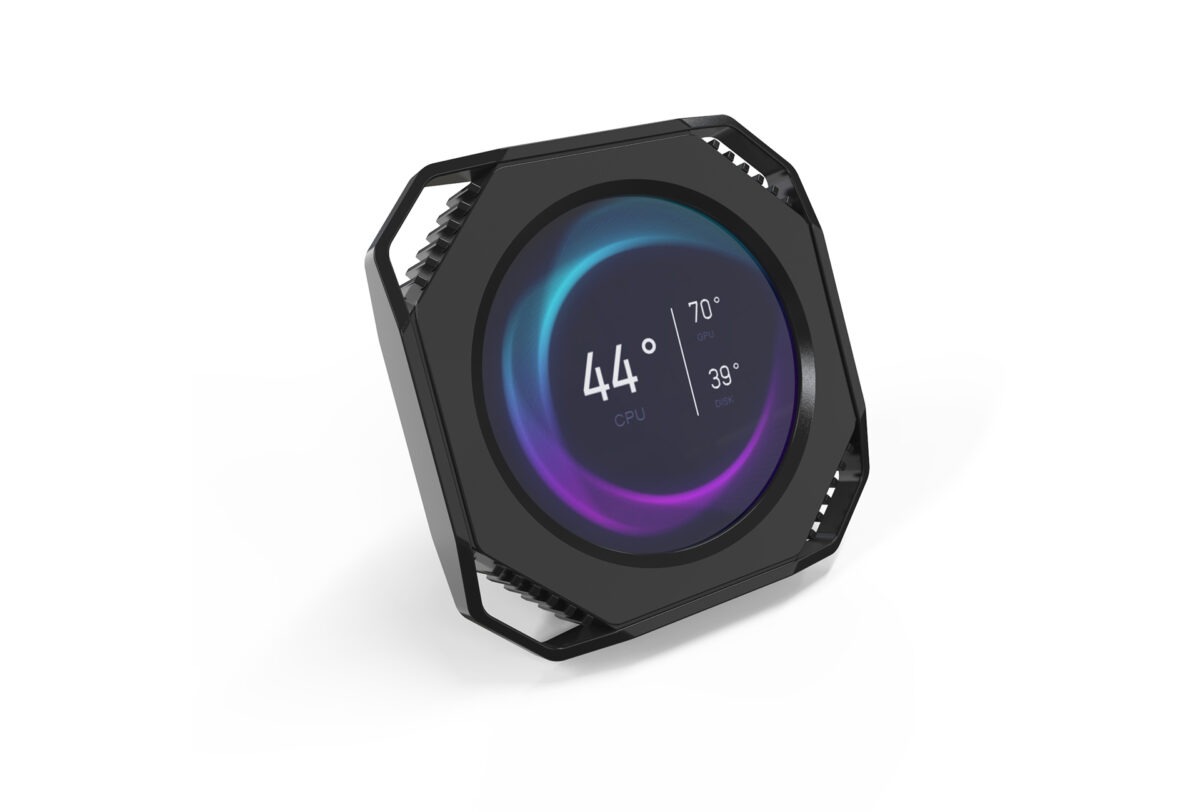 MIRABOX-DR21 2.1" LCD SECONDARY SCREEN MINI DISPLAY DR21 Mini Screen 2.1-Inch Type-C LCD Water-Cooling Auxiliary Display With 480×480 Resolution, USB One-Wire Link, IPS Metal Build, 1000+ Themes, Dynamic Video, DIY Carousel & Win7+ Support | BLACK ~ MIRABOX-DR21 