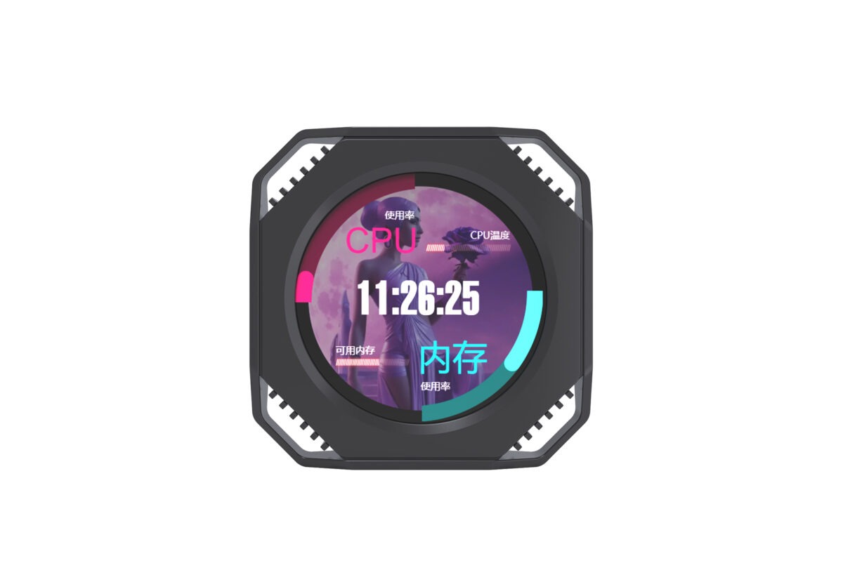 MIRABOX-DR21 2.1" LCD SECONDARY SCREEN MINI DISPLAY DR21 Mini Screen 2.1-Inch Type-C LCD Water-Cooling Auxiliary Display With 480×480 Resolution, USB One-Wire Link, IPS Metal Build, 1000+ Themes, Dynamic Video, DIY Carousel & Win7+ Support | BLACK ~ MIRABOX-DR21 