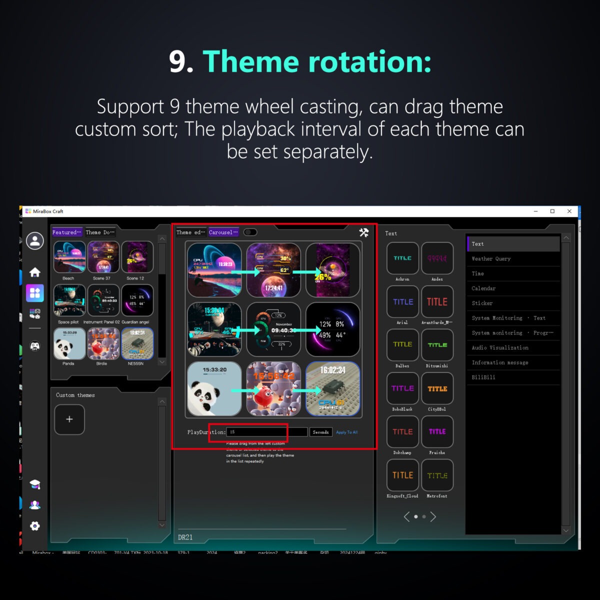 MIRABOX-DR21 2.1" LCD SECONDARY SCREEN MINI DISPLAY DR21 Mini Screen 2.1-Inch Type-C LCD Water-Cooling Auxiliary Display With 480×480 Resolution, USB One-Wire Link, IPS Metal Build, 1000+ Themes, Dynamic Video, DIY Carousel & Win7+ Support | BLACK ~ MIRABOX-DR21 