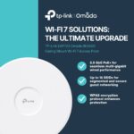 TP-Link EAP723 BE5000 Ceiling Mount WiFi 7 Access Point with 5.0 Gbps Dual-Band Speed, 2.5GbE Port, Omada Cloud Management, PoE Plus Support, Mesh and Seamless Roaming