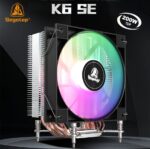 Segotep K6 SE Black ARGB CPU Air Cooler with 120mm Pre-Locked ARGB Fan, 6×6mm Copper Heat Pipes, Offset Heat Pipe Design, 145mm Tower, Quiet 28.6dB Operation, Intel LGA115X/1200/1700/1851 Compatible