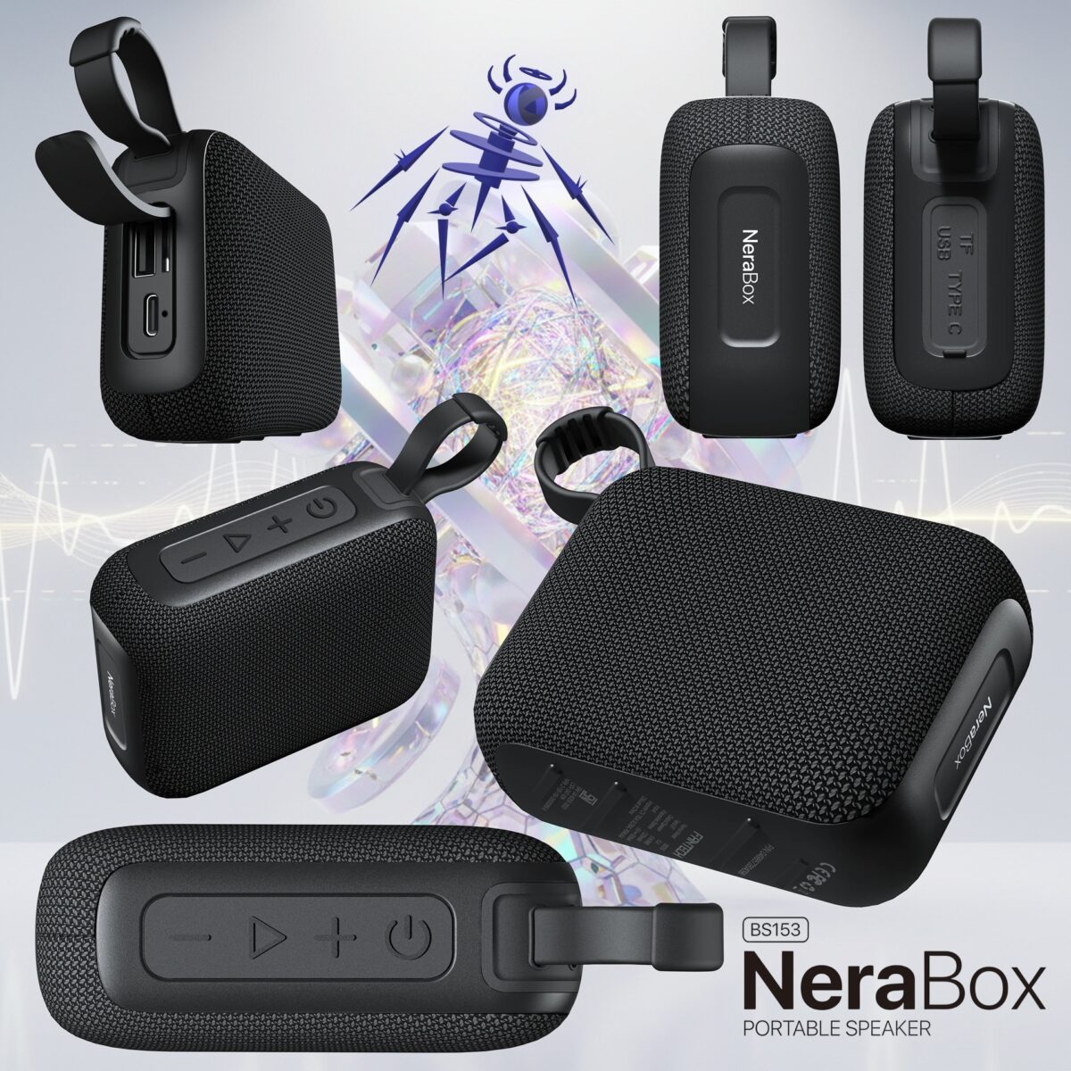 FANTECH-BS153-BLACK Fantech Nerabox Bs153 Wireless Speaker Bluetooth 5.4/5W Rms/Tws Mode/Usb & Tf Card Support Fantech NeraBox BS153 Portable Speaker With 3-Way Connectivity, TWS Stereo Mode, Deep Bass, 5W RMS Output, 1200mAh Battery, Passive Radiator, USB-C, TF Card, And USB Flash Drive Support | BLACK 