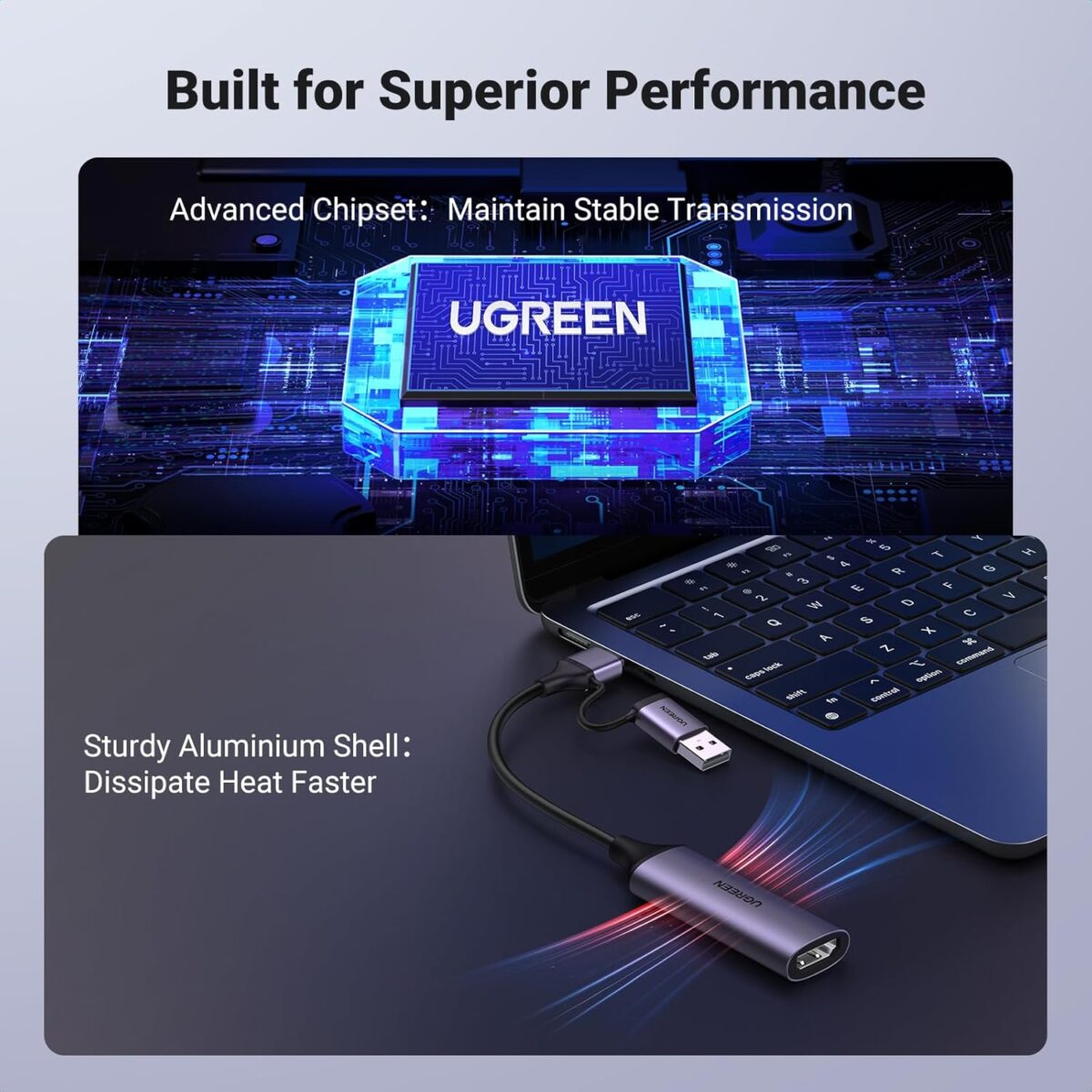 UGREEN-CM716-25854 UGREEN HD USB VIDEO CAPTURE CARD UGREEN Capture Card HDMI To USB-A Type-C FHD 1080P 60FPS - 4K Input, Dual USB Interface, Plug & Play, Low-Latency Streaming, Compatible With Switch 2/PS5/Xbox/PC/Mac | CM716-25854 