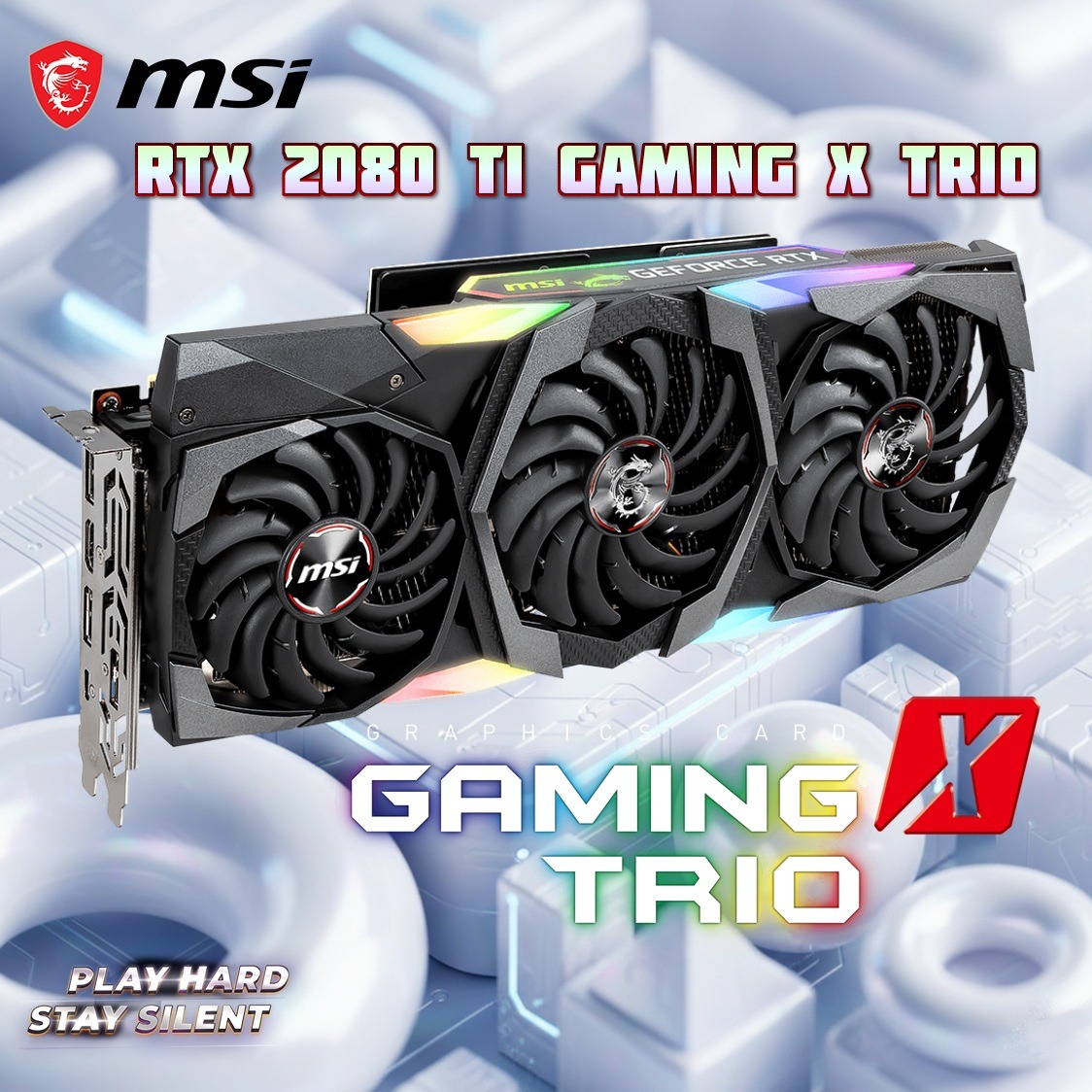 MSI-RTX2080TI-TRIO MSI RTX 2080TI GAMING X TRIO 11GB *USED* MSI GeForce RTX 2080 Ti Gaming X Trio – 11GB GDDR6, 1755MHz Boost, TORX Fan 3.0, Tri-Frozr Cooling, RGB Mystic Light, NVLink SLI-Ready, 300W OC GPU for 4K & VR Gaming